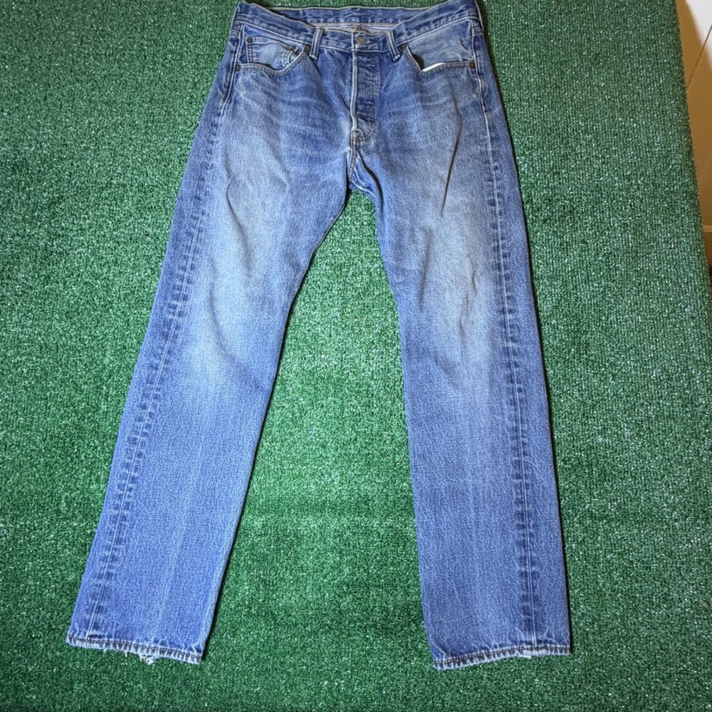 Levis 501 Vintage Mens Blue Denim Straight Leg Button Fly Jeans 33x30